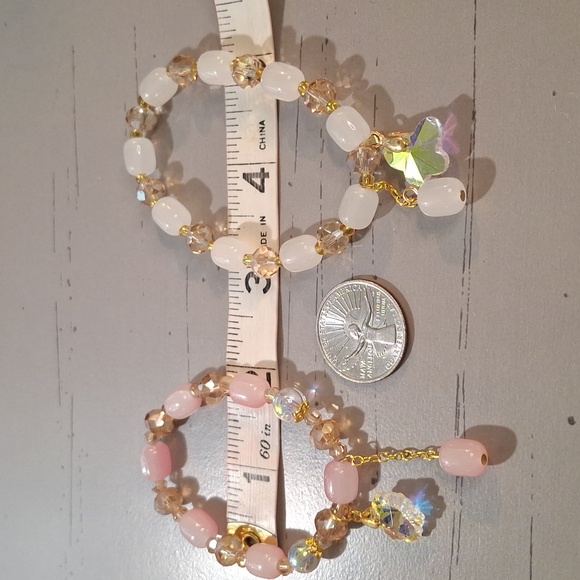 Gorgeous Pink & Gold Beaded Charm Bracelets - Picture 5 of 5